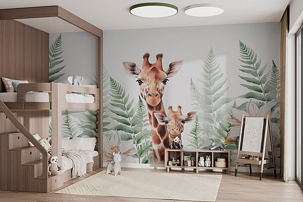 Girafas e flores Papel de parede Girafas e flores