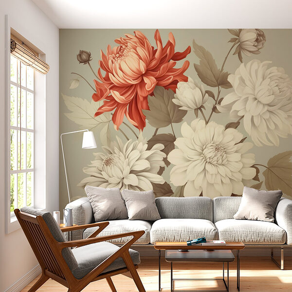 Flores vibrantes em tons suaves Papel de parede Flores vibrantes em tons suaves