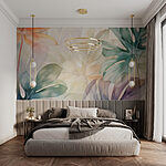 Papel de parede Tons suaves de folhagem tropical.