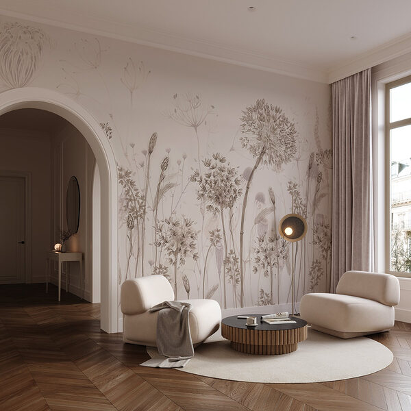 Papel de parede Desenho de flores e plantas
