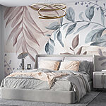 Papel de parede Folhagem delicada em tons pastel suaves