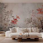 Papel de parede Pintura de flores numa parede