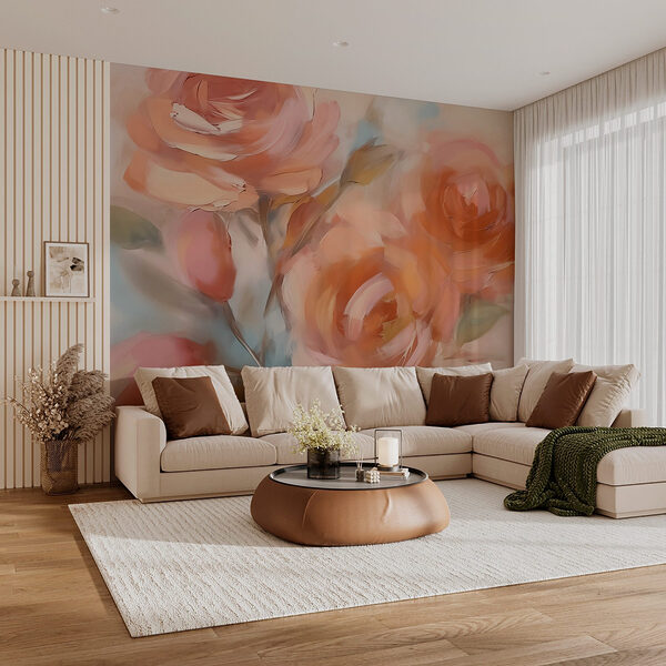 Pintura de flores sobre uma superfície branca Papel de parede Pintura de flores sobre uma superfície branca
