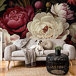 Papel de parede Pintura de flores sobre um fundo preto