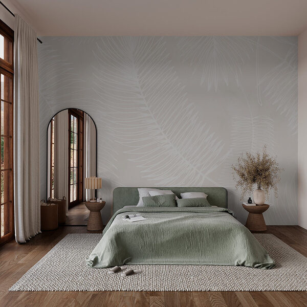 Padrão branco de folhas Papel de parede Padrão branco de folhas