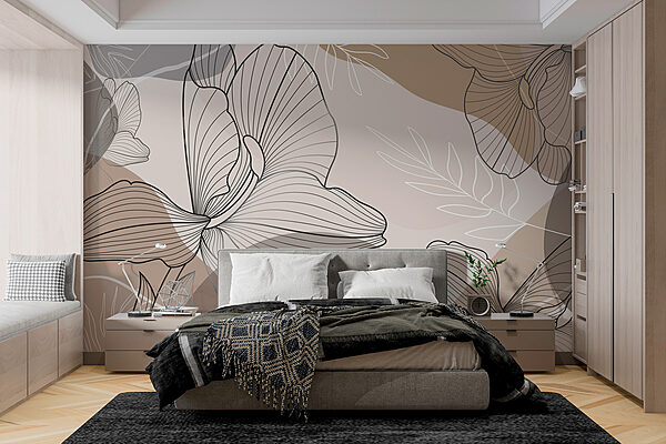 Desenho elegante de linhas florais Papel de parede Desenho elegante de linhas florais