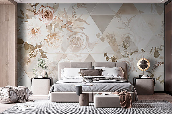 Papel de parede com flores e triângulos Papel de parede Papel de parede com flores e triângulos
