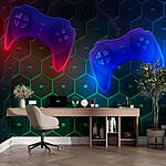 Papel de parede Controlador de jogos sobre um fundo hexagonal