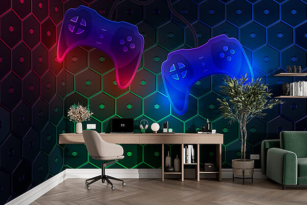 Papel de parede Controlador de jogos sobre um fundo hexagonal (REF: w02904) Papel de parede Papel de parede Controlador de jogos sobre um fundo hexagonal (REF: w02904)
