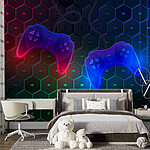 Papel de parede Controlador de jogos sobre um fundo hexagonal