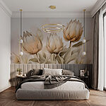 Papel de parede Flores elegantes em tons suaves