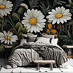 Papel de parede Pintura de flores e folhas