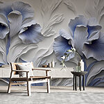 Papel de parede Flores brancas e azuis
