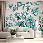 Papel de parede Pássaro num ramo de árvore com flores