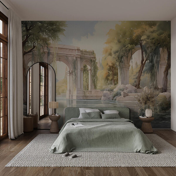 Papel de parede Água com árvores e arcos (REF: w02989) Papel de parede Papel de parede Água com árvores e arcos (REF: w02989)
