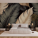 Papel de parede Folhas com textura em tons neutros