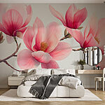 Papel de parede Grupo de flores cor-de-rosa
