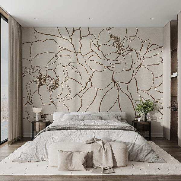 Desenho de flores numa superfície branca Papel de parede Desenho de flores numa superfície branca