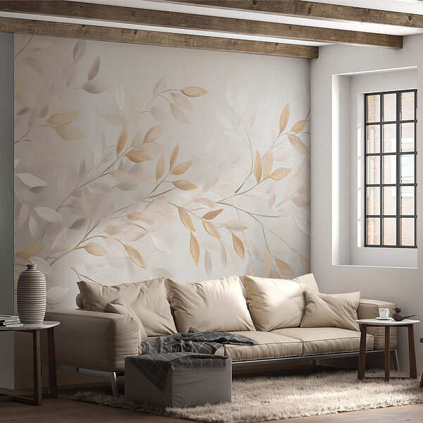 Folhas delicadas sobre um fundo suave Papel de parede Folhas delicadas sobre um fundo suave