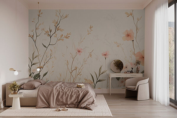 Papel de parede com flores e folhas Papel de parede Papel de parede com flores e folhas