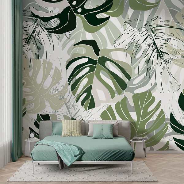 Padrão de folhas sobre um fundo branco Papel de parede Padrão de folhas sobre um fundo branco
