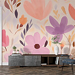 Papel de parede Pintura de flores e folhas