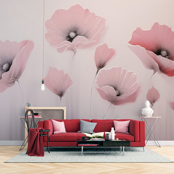 Pintura de flores numa parede Papel de parede Pintura de flores numa parede