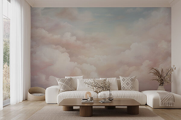 Papel de parede Céu nublado com nuvens cor-de-rosa (REF: w03047) Papel de parede Papel de parede Céu nublado com nuvens cor-de-rosa (REF: w03047)
