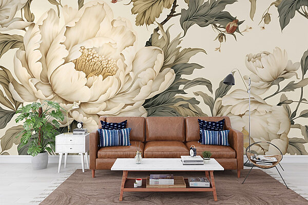 Flores elegantes em tons suaves Papel de parede Flores elegantes em tons suaves