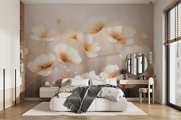 Pintura de flores sobre um fundo branco Papel de parede Pintura de flores sobre um fundo branco