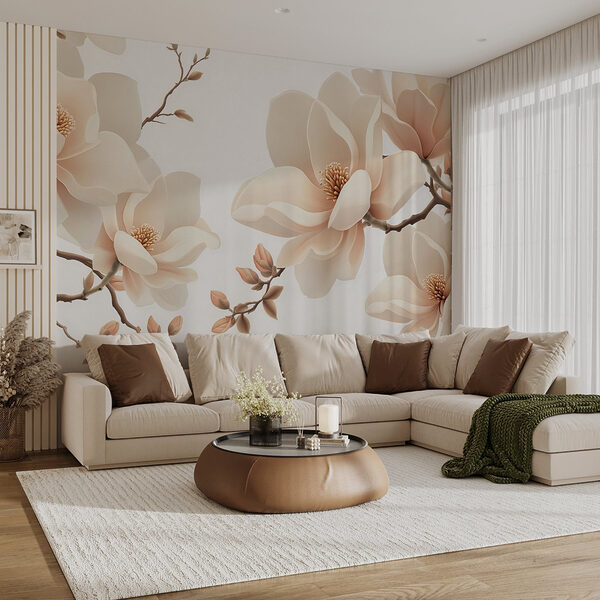 Papel de parede Flores delicadas em tons suaves