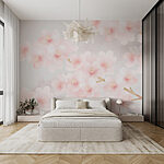 Papel de parede Flores delicadas em tons pastel suaves