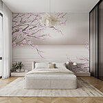 Papel de parede Árvore com flores cor-de-rosa