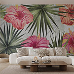 Papel de parede Flores tropicais vibrantes que explodem de cor