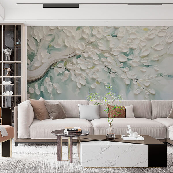 Papel de parede Árvore branca com folhas