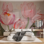 Papel de parede Pintura de flores cor-de-rosa
