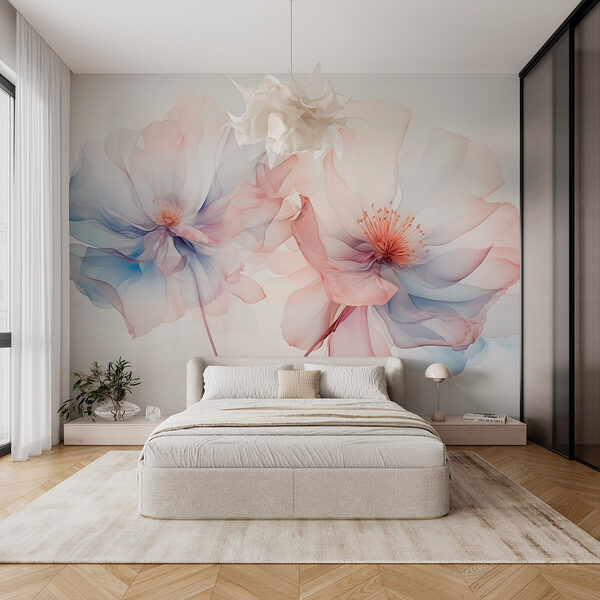 Papel de parede Delicada elegância floral em tons pastel