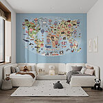 Papel de parede Mapa do mundo com animais