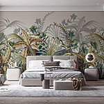 Papel de parede Folhas tropicais num arranjo sereno
