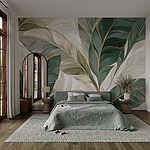 Papel de parede Folhas elegantes em tons suaves.