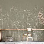 Papel de parede Campo de relva com flores