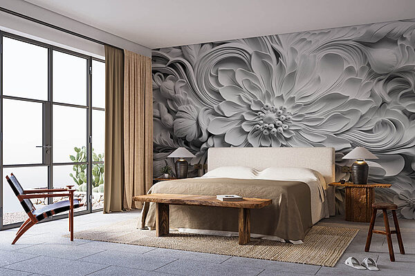 Papel de parede Flor branca com muitas pétalas