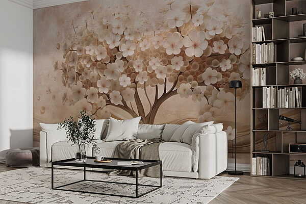 Papel de parede Árvore com flores brancas