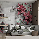 Papel de parede Arranjo floral elegante em tons suaves.