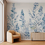 Papel de parede Pintura de flores e folhas