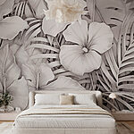 Papel de parede Design floral elegante em tons monocromáticos