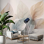 Papel de parede Folhas delicadas em tons suaves