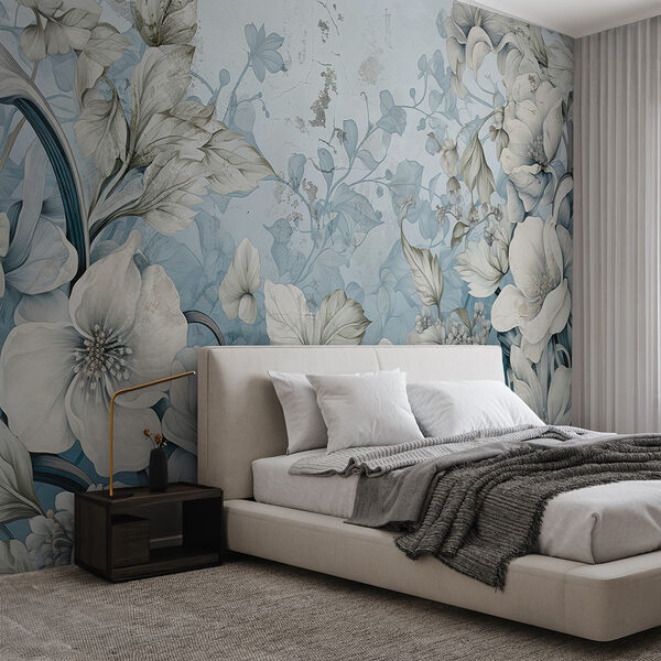 Papel de parede com flores e folhas Papel de parede Papel de parede com flores e folhas