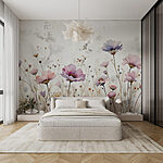 Papel de parede Pintura de flores numa parede