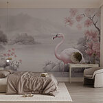 Papel de parede Flamingos num lago